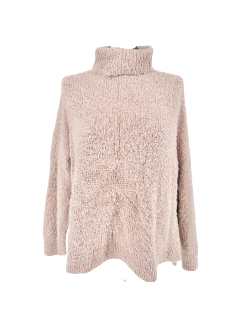 Denise Bidot X Sonoma Fuzzy Knit Turtleneck Sweater 1X Blush Pink Cozy